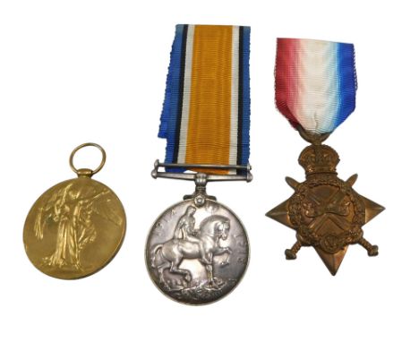 An unassociated trio of First World War medals, including a 1914-15 Star inscribed to the reverse SE8645 Sergeant R Beanlands