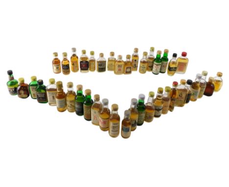A collection of forty-one whisky miniatures, to include Mhairi's special, Hiram Walker, Speakers, Double Sentence, etc.