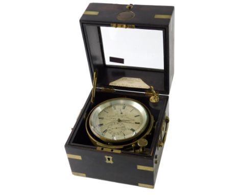 A Marine chronometer by John Poole, Fenchurch Street, London, the silvered dial numbered 608, the movement with three-quarter