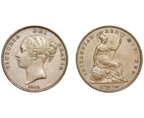 Victoria (1837-1901), Penny, 1854, plain trident, close colon (BMC 1506; S 3948). Toned, good very fine, obverse better £50-£