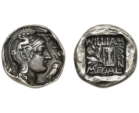 United States of America, Williamson Medal, a silver award in the style of an Athenian Tetradrachm, helmeted head of Athena r