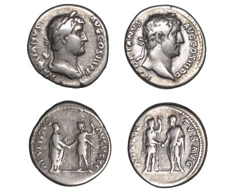 Hadrian (117-138), Denarii (2), 133-5, laureate head right, rev. Roma standing right, holding spear and clasping hands with H