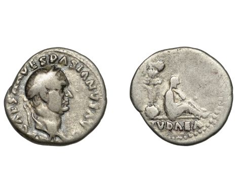 Vespasian (69-79), Denarius, 69-70, laureate head right, [imp] caesar vespasianvs avg around, rev. Judaea seated right, in at