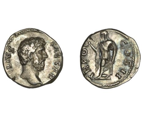 Ælius (Cæsar 136-138), Denarius, 137, bare bust right, [l] aelivs caesar around, rev. Spes standing left, holding flower and 