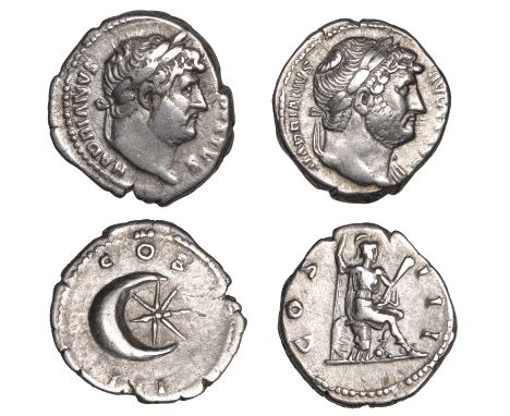 Hadrian (117-138), Denarii (2), 126-7, laureate head right, rev. Virtus seated right on cuirass and shield, holding spear and