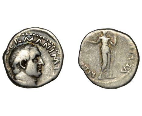 Vitellius (69), Denarius, 69, laureate bust right, [a vitellivs g]erman imp [tr p] around, rev. Libertas standing holding pil