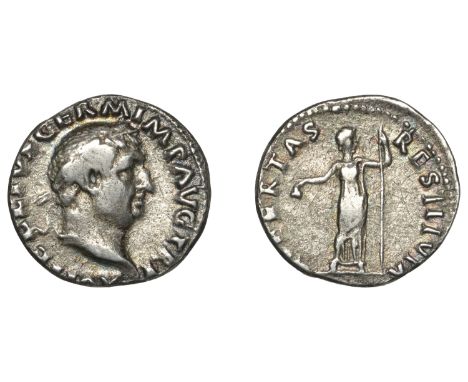Vitellius (69), Denarius, 69, laureate head right, a vitellivs germ imp avg tr p around, rev. Libertas, draped, standing fron