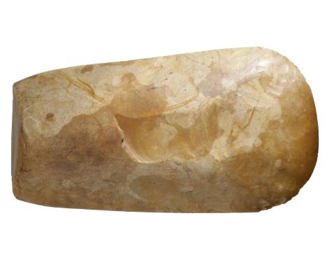 Stone Age, c. 2000 BC, a Neolithic polished hand axe, flat butt with curved cutting edge, ovate cross section with chamfered 