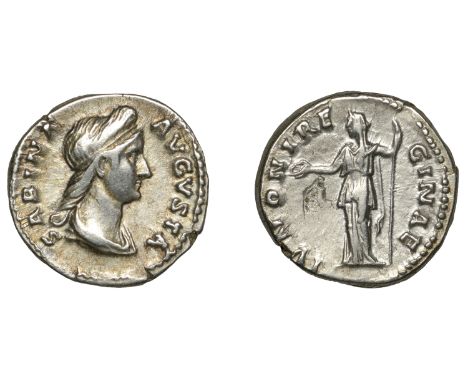 Sabina (Augusta 128-137), Denarius, 133-5, diademed and draped bust right, sabina avgvsta around, rev. Juno standing front wi