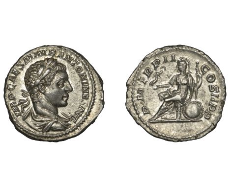 Elagabalus (218-222), Denarius, 219, laureate and draped bust right, imp caes m avr antoninvs avg around, rev. Roma, helmeted