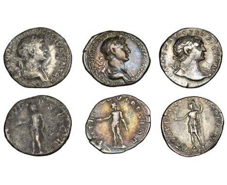 Trajan (98-117), Denarii (3), 103-11, laureate bust right, drapery on left shoulder, rev. Roma, helmeted, in military dress, 