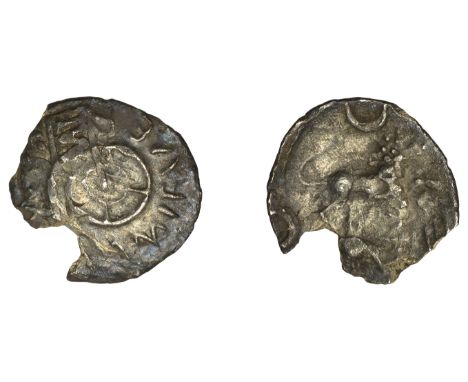 British Iron Age, ATREBATES and REGNI, Verica (AD 10-40), silver Unit, Verica Circles type, struck over Verica Eagle type, ve