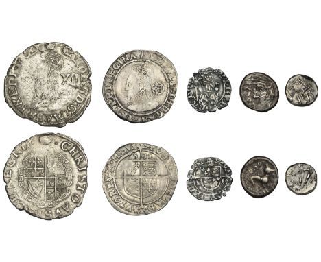 Henry VII, Penny, Sovereign type, Durham, Bp Fox, throne with single pillar, dr at sides of shield, mitre above, 0.67g/9h (Al