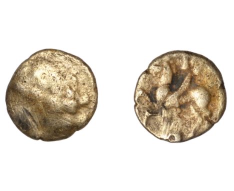 Continental Iron Age, CELTIC GAUL, Uncertain tribe, Quarter-Stater, late 2nd-early 1st century BC, traces of head, rev. horse