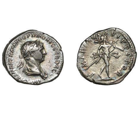 Trajan (98-117), Denarius, 114-7, laureate and draped bust right, imp caes ner traiano optimo avg ger dac around, rev. Mars, 