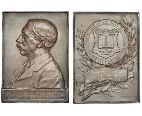 University of Oxford, Francis Gotch Prize, a bronze award plaque by A. Drury, bust left, rev. University arms on olive branch