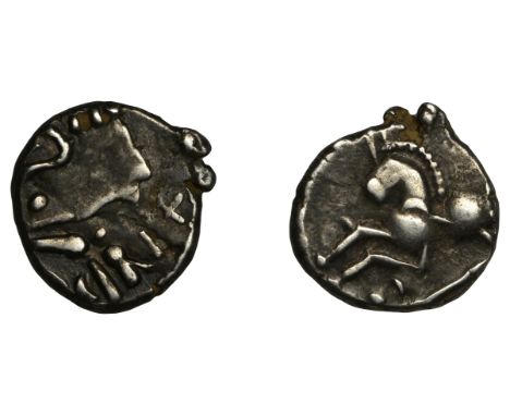 Continental Iron Age, EASTERN GAUL, Sequani, Togirix, c. mid 1st Century BC, Quinarius, celticised head of Roma right, [to]gi