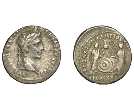 Augustus (27 BC-AD 14), Denarius, Lugdunum, 2 BC-AD 4, laureate head right, caesar avgvstv[–] around, rev. Gaius and Lucius C