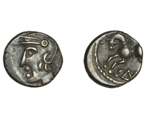 Continental Iron Age, EASTERN GAUL, Sequani, Q. Doci, silver Quinarius, helmeted head of Roma left, q. doci in field, rev. ho