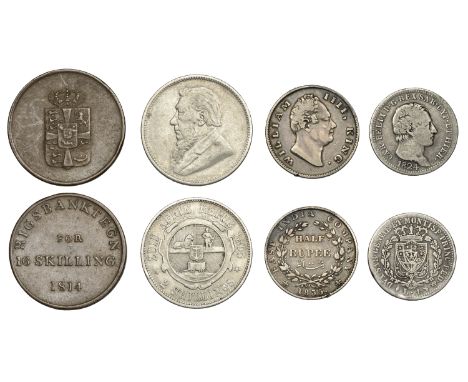 Miscellaneous, DENMARK, Frederick VI, 16 Skilling Token, 1814, Rigsbank (KM Tn.3); INDIA, EIC, William IV, Half-Rupee, 1835, 