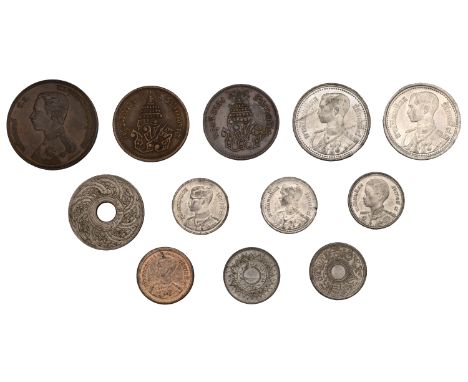 Thailand, Rama V, Att or Eighth-Fuang, yr 109 (1890), Solot or Sixteenth-Fuang (2), yr 1236 (1875), yr 1244 (1883) (KM Y.17, 