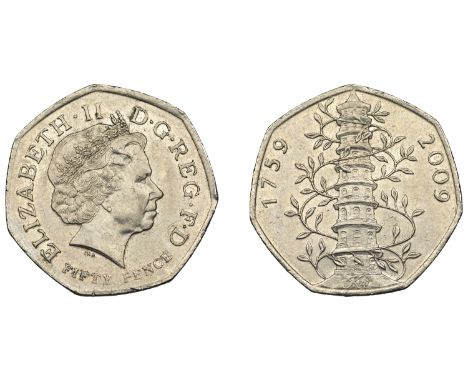 Elizabeth II (1952-2022), Fifty Pence, 2009, Royal Botanical Gardens, Kew, 7.96g/12h (S H19). Some surface marks, about extre