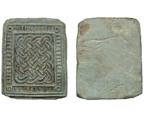 They Byfield Saxon Die   Anglo-Saxon, 6th-7th century, a bronze ‘pressblech’ die with uniface matrix decoration consisting of