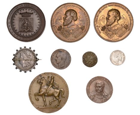 Belgium, The Theatre Royal, 1855, a bronze medal by Hart, named for Charles de Broukère, Mayor of Brussels, 68mm, 165.34g; In