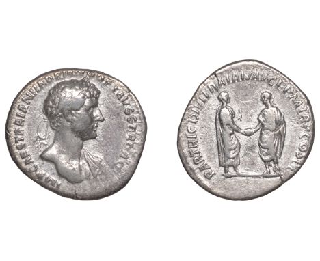 Hadrian (117-138), Denarius, 117, laureate bust right, traces of drapery on far shoulder, imp caes traian hadriano opt avg ge