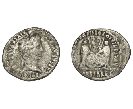Augustus (27 BC-AD 14), Denarius, Lugdunum, 2 BC-AD 4, laureate head of Augustus right, caesar avgvstvs divi f pater patriae 