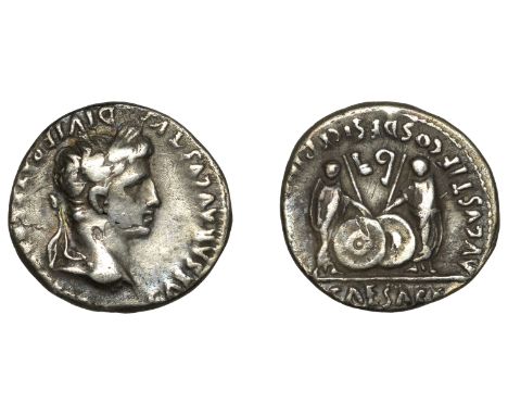 Augustus (27 BC-AD 14), Denarius, Lugdunum, 2 BC-AD 4, laureate head right, caesar avgvstvs divi f pater [patriae] around, re