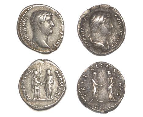 Hadrian (117-138), Denarii (2), 133-5, bare-head right, rev. Roma standing right, holding spear and clasping hands with Hadri
