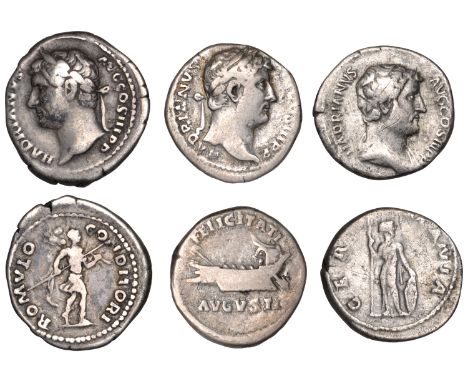 Hadrian (117-138), Denarii (3), 130, laureate head right, rev. ship left with four rowers, 3.01g/1h (RIC 1400; RSC 712); 130,