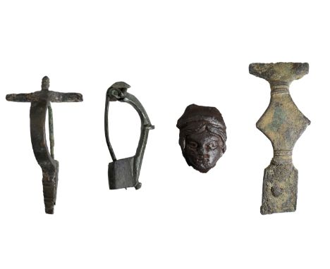 Roman, 3rd century AD, bronze brooches (2), crossbow early prototype with pin, 54mm x 32mm (cf. Hattatt 1260); 1st century AD