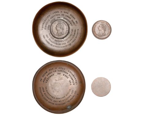 George III, a copper ashtray, in the centre an impression of the Pattern Dollar, 1811, with bust left, legend around impressi