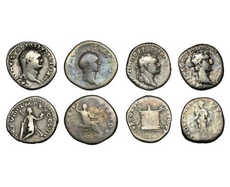 Vespasian (69-79), Denarius, 73, laureate head right, rev. Vespasian, togate, seated right on curule chair, feet on stool, ho