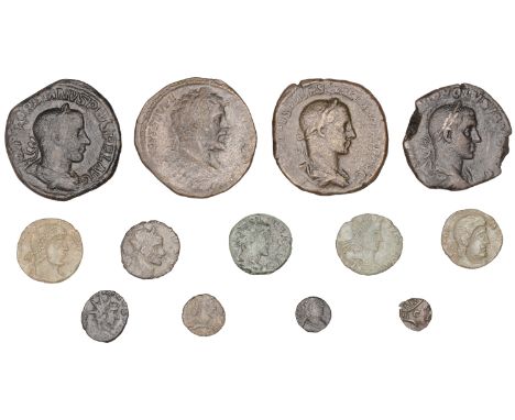 Miscellaneous, Miscellaneous Roman bronze coins (13), including Septimius Severus, Sestertius, Rome, 196, bust right, rev. Vi