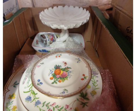 A box containing assorted ceramic items including Worcester Sandringham, Summer Fruits, etc.