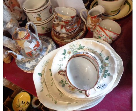 A selection of assorted ceramic items including Japanese eggshell porcelain part tea set, Copeland Spode dinner ware, etc.