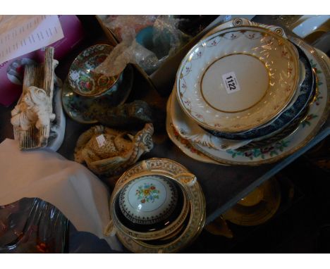 A quantity of assorted ceramics, including Chinese Canton plate, Flight Worcester and other 18th Century dishes - various con