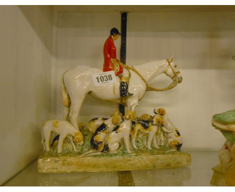 A Kathleen Wheeler studio pottery fox hunting group