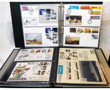 Two ring bound albums containing sleeved FDCs 1980 - 1984 including a home made GB Maritime Heritage sheet and 2002 - 2015 in