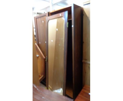 A 1.33m Edwardian inlaid mahogany double wardrobe with hanging space enclosed by a bevelled mirror panel door and smaller dec