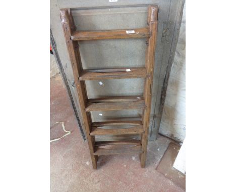 A vintage folding wooden step ladder with iron hinges - sold for display use only