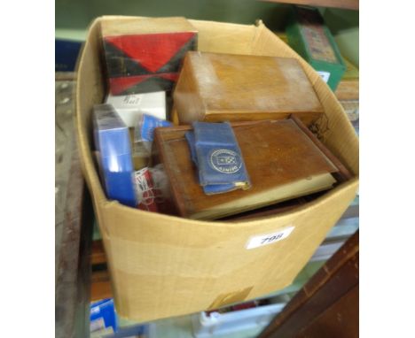 A box containing assorted card and other games including Jaques Counties of England, other playing cards, wooden solitaire bo