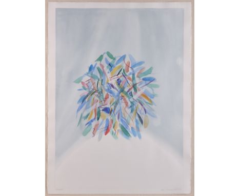 Ann Thornycroft (British, b. 1944). Watercolor on paper titled "Untitled 2" depicting a burst of loose abstract brushstrokes 