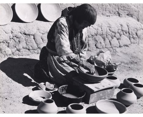 Laura Gilpin (American, 1891-1979). Photograph titled "Maria Martinez Making Pottery," depicting famed Pueblo potter Maria Ma