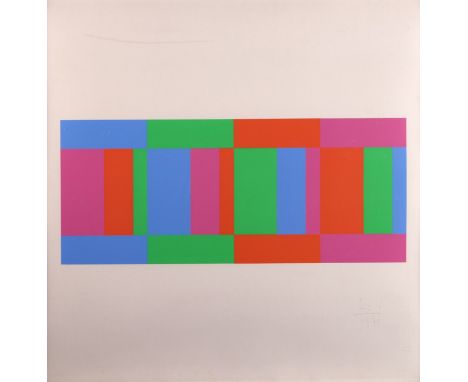 Max Bill (Swiss, 1908-1994). Silkscreen on paper titled "Affiche Avant Letters" depicting a bold abstract geometric design. P