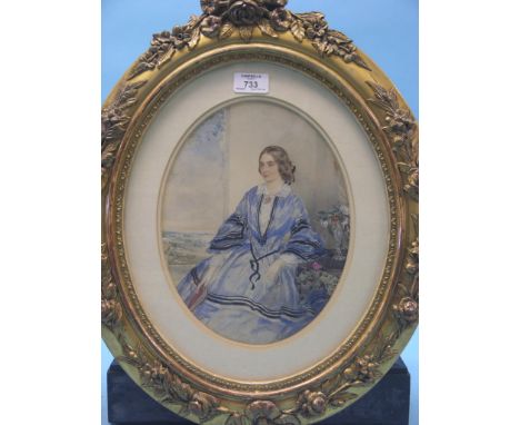 A Victorian watercolour, portrait of a seated girl, attributed to John Fisher of Clifton, apparently signed beneath mount, se