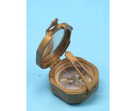 A nautical compass, in cast brass case, maker Watts & Sons Ltd., London, 3in. diameter 